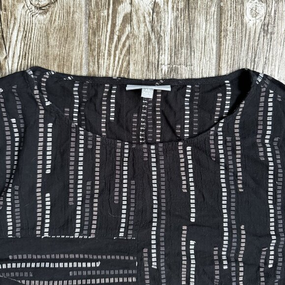 Habitat Top Shirt Womens XS Boxy Lagenlook Oversized Patchwork Black White - Picture 6 of 8